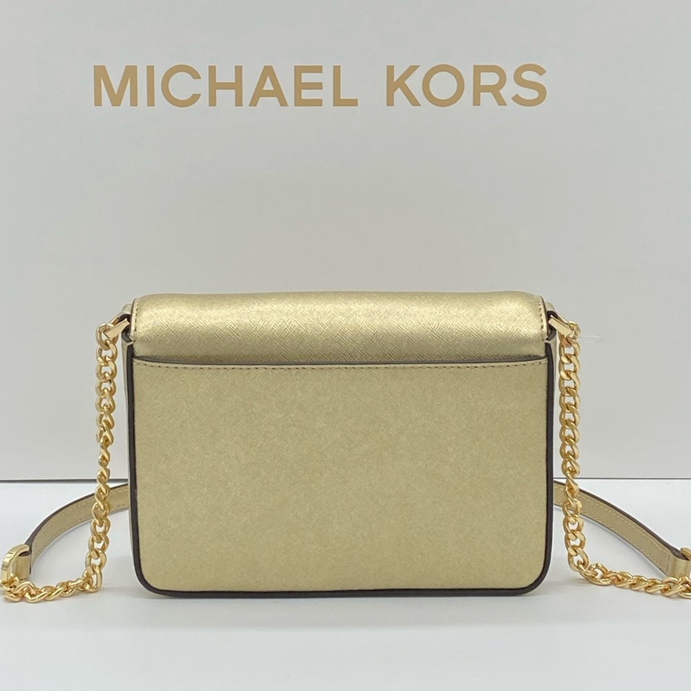 MICHAEL KORS LUNA SMALL CLUTCH XBODY PALE GOLD - Picture 2 of 14
